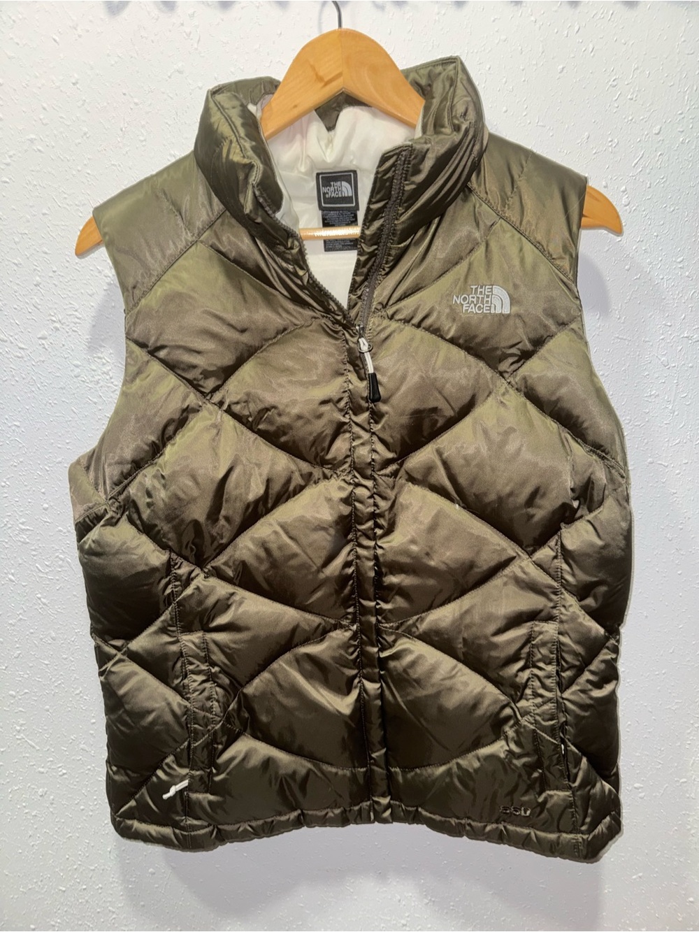 The North Face Women's Olive Green Quilted Down Vest 550